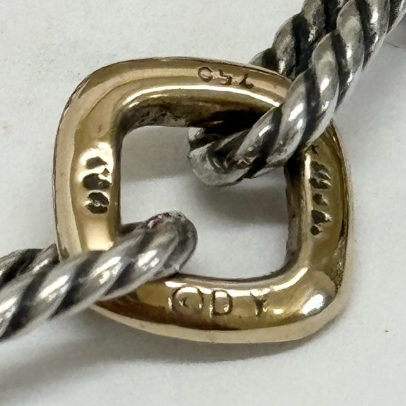 David Yurman Long Figaro Chain Necklace with 18K Gold “donut” Station - Picture 4 of 7